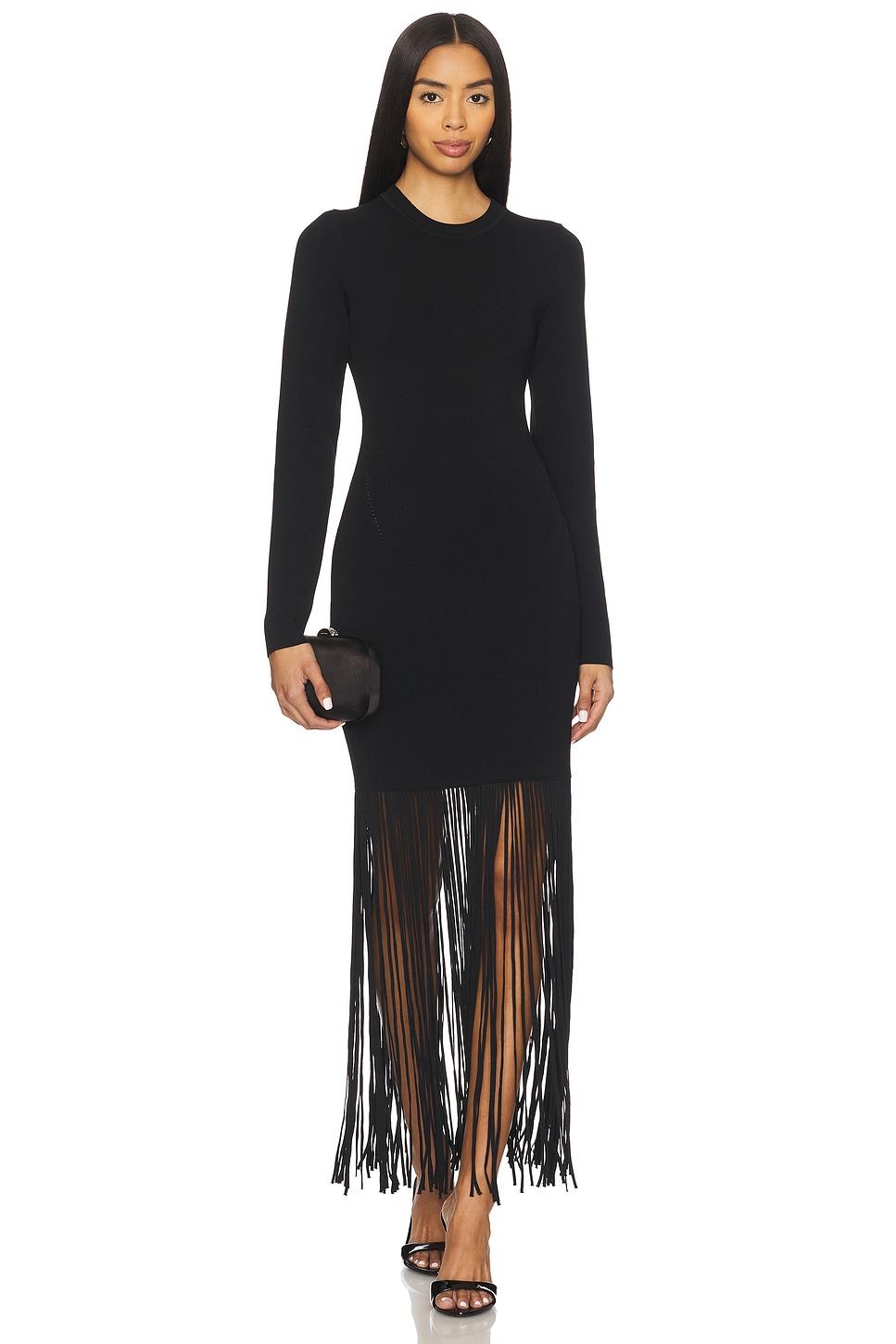 fiorella long sleeve dress with fringe