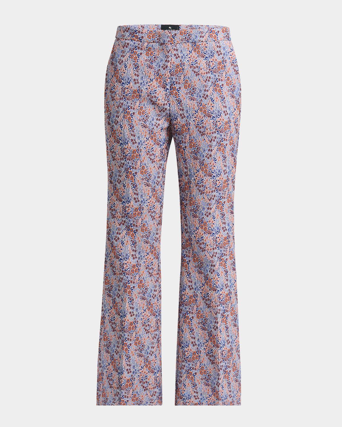 fiorellino lace jacquard flare trousers