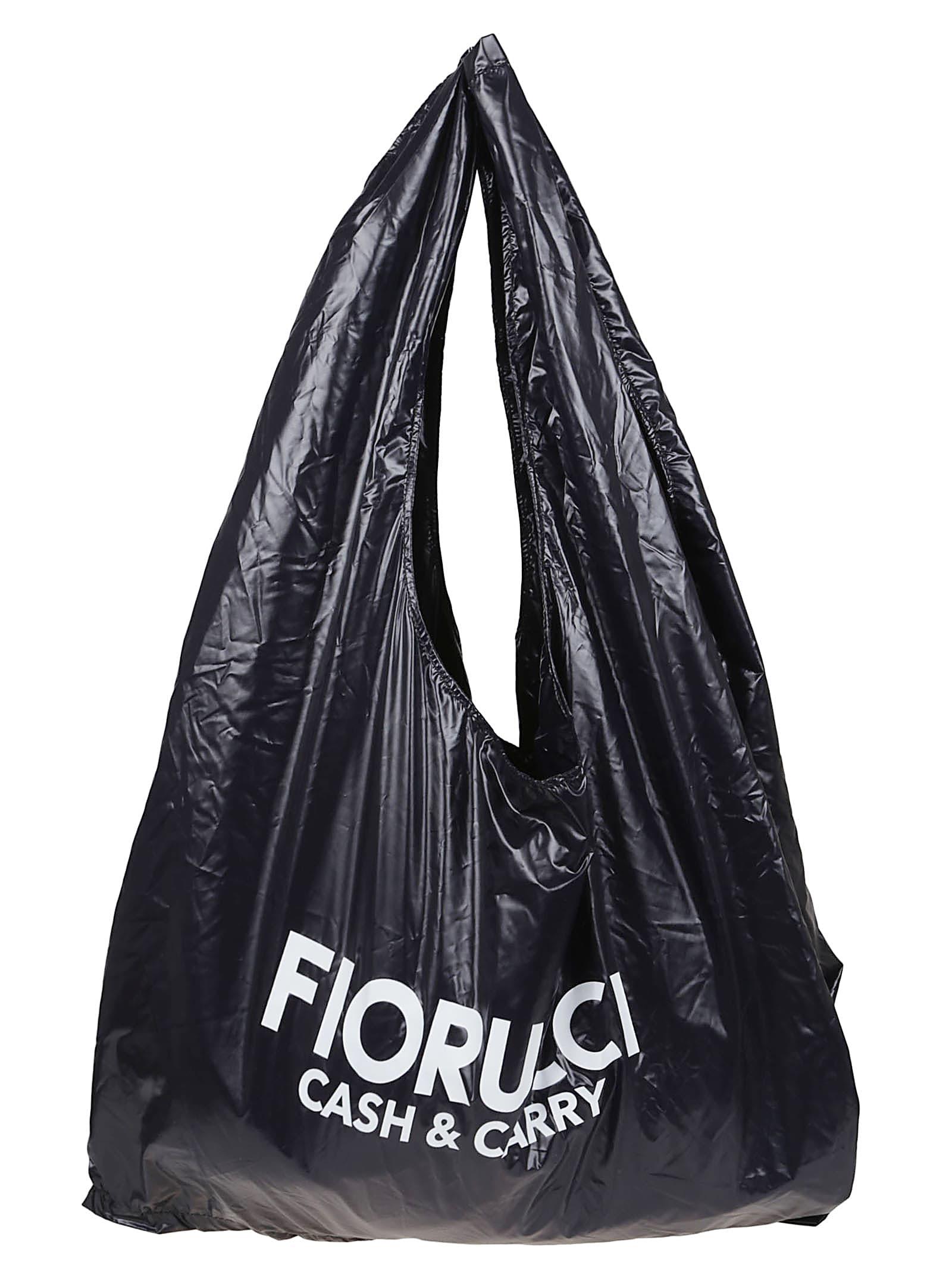fiorucci black nylon cash & carry print hobo bag