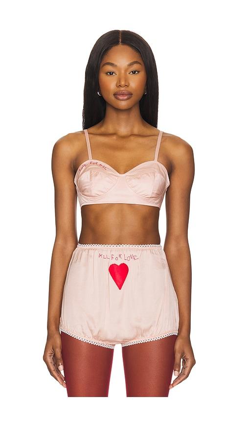 fiorucci embroidered satin heart bralette in rose.