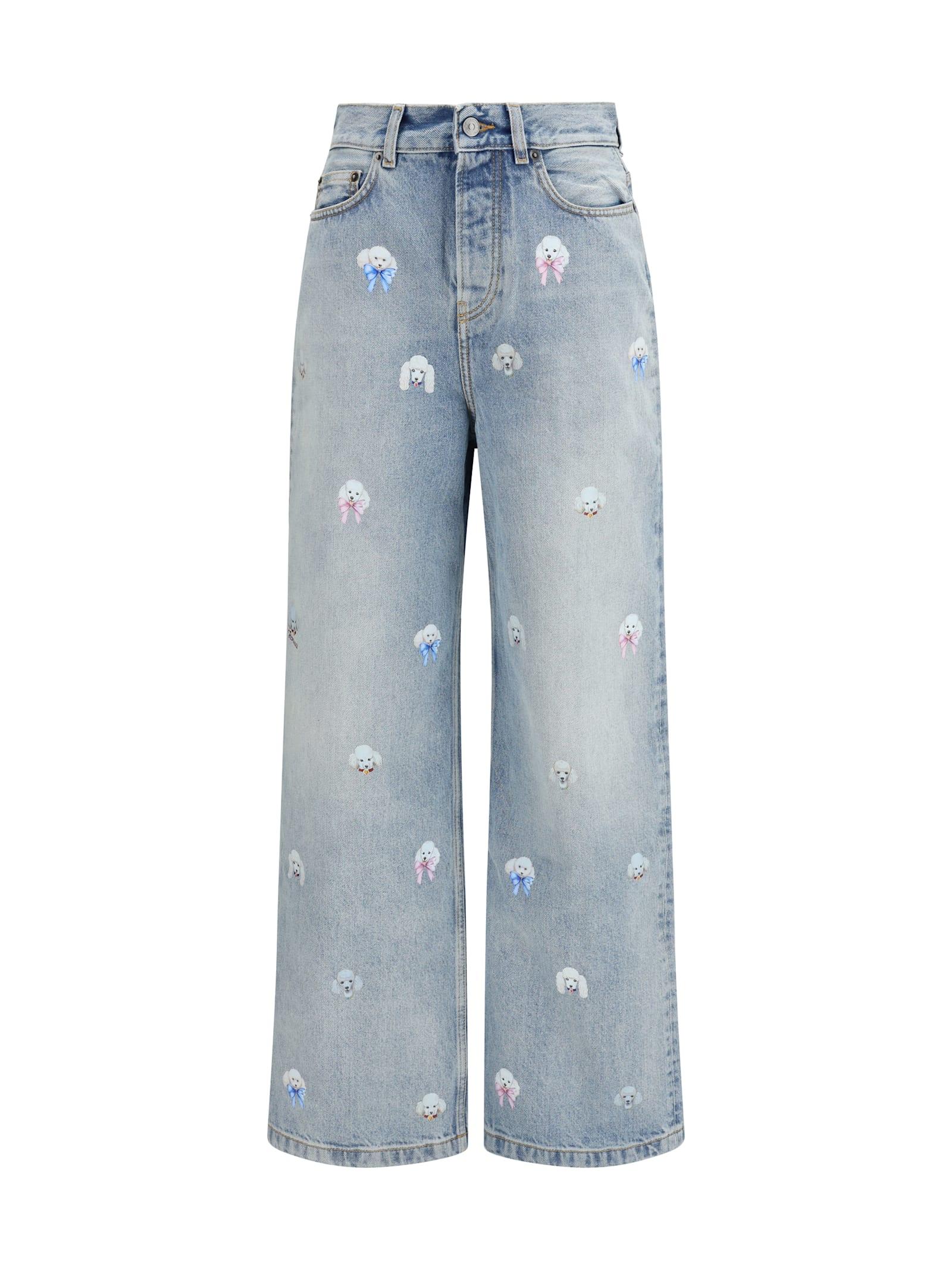 fiorucci poodle-print baggy jeans