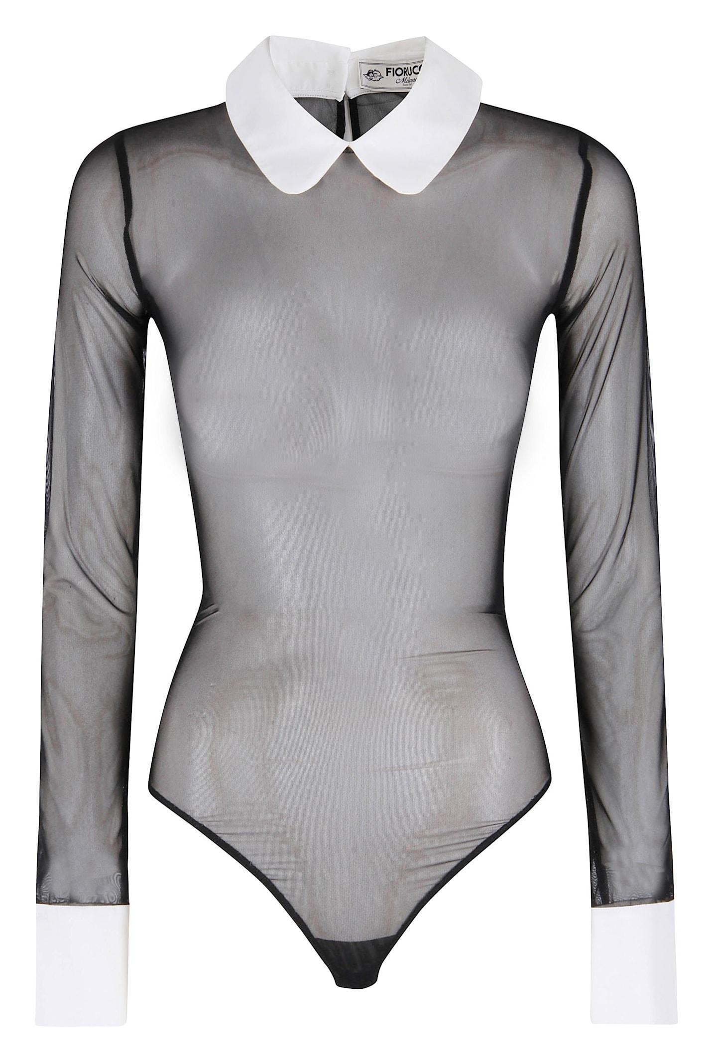 fiorucci tulle collared bodysuit