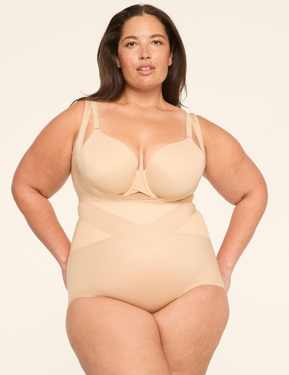 firm contouring open-bust bodysuit