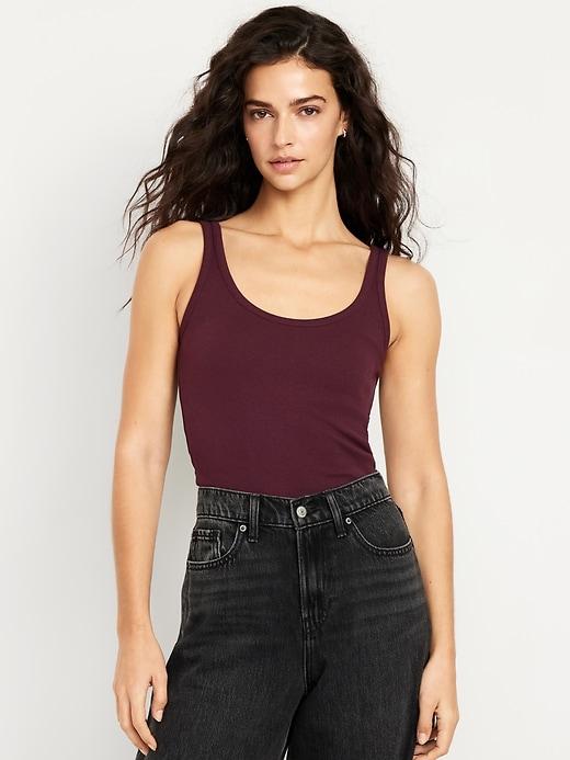 first-layer ribbed scoop-neck tank top