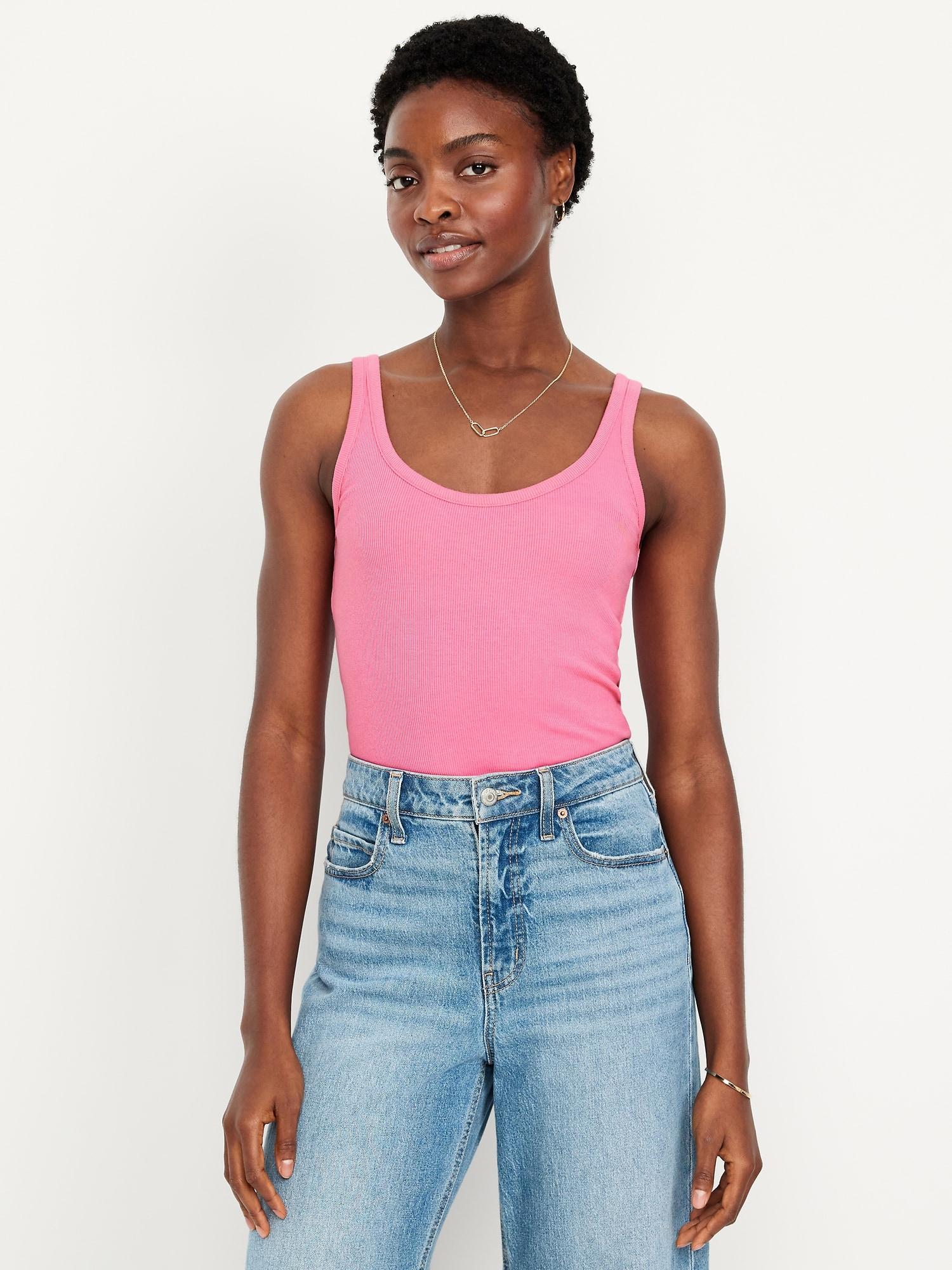 first-layer ribbed scoop-neck tank top