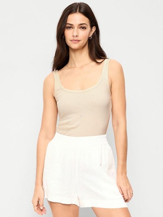 first-layer ribbed scoop-neck tank top