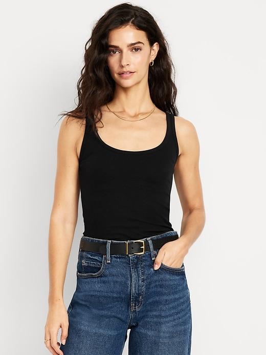first-layer ribbed scoop-neck tank top