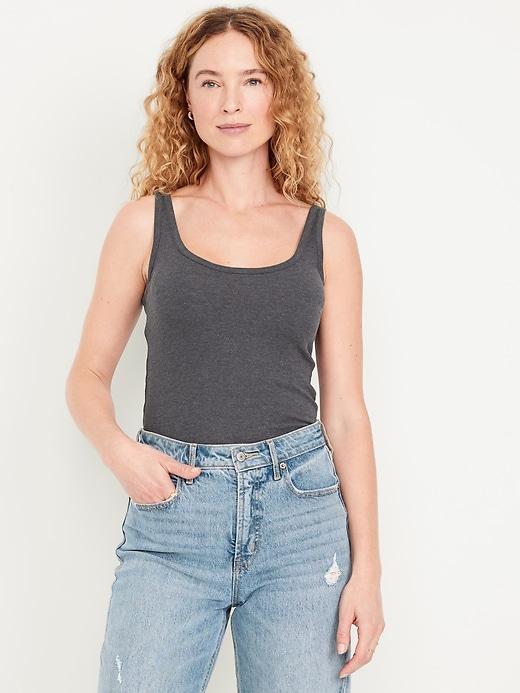 first-layer ribbed scoop-neck tank top