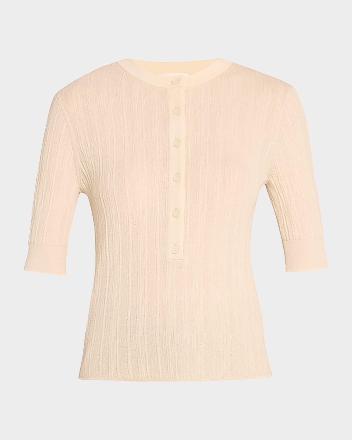 fisher pleated button-front top