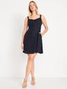 fit & flare crepe mini dress
