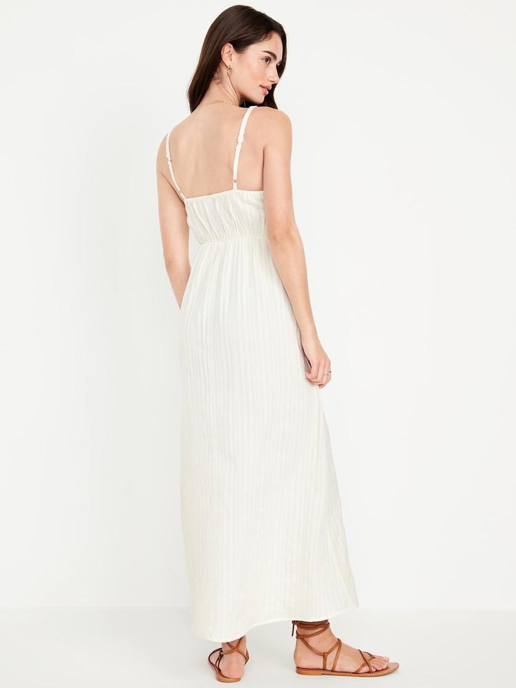 fit & flare crochet-bodice maxi dress