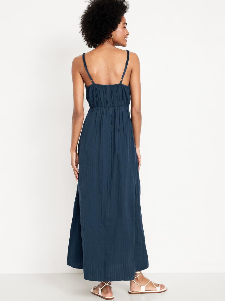 fit & flare crochet-bodice maxi dress