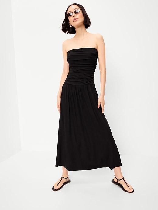 fit & flare drop-waist maxi tube dress