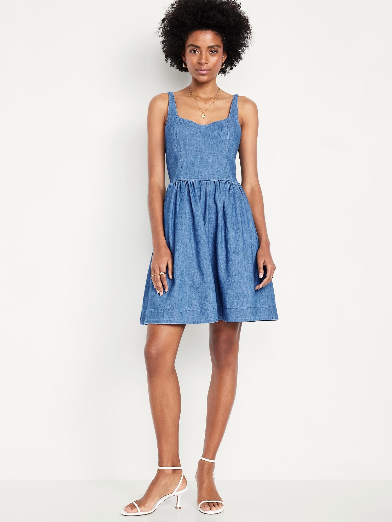 fit & flare jean mini dress