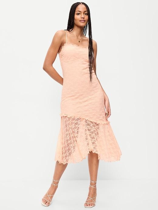 fit & flare lace midi dress