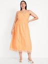fit & flare linen-blend midi dress