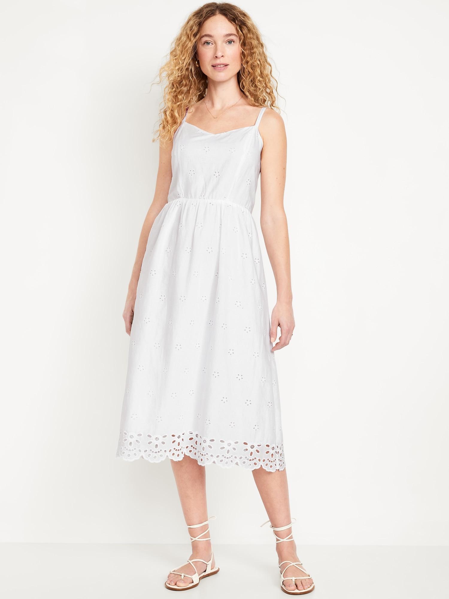 fit & flare linen-blend midi dress