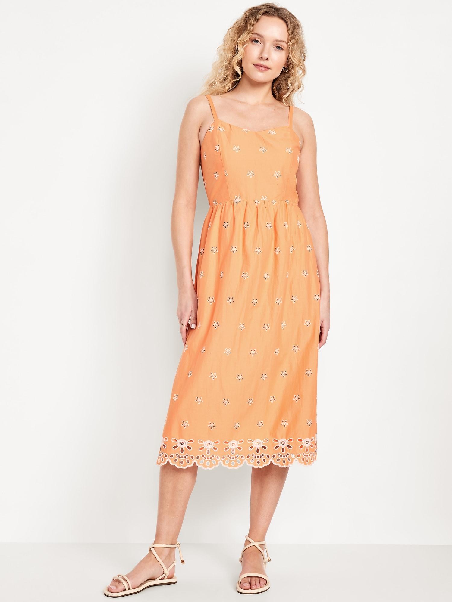 fit & flare linen-blend midi dress