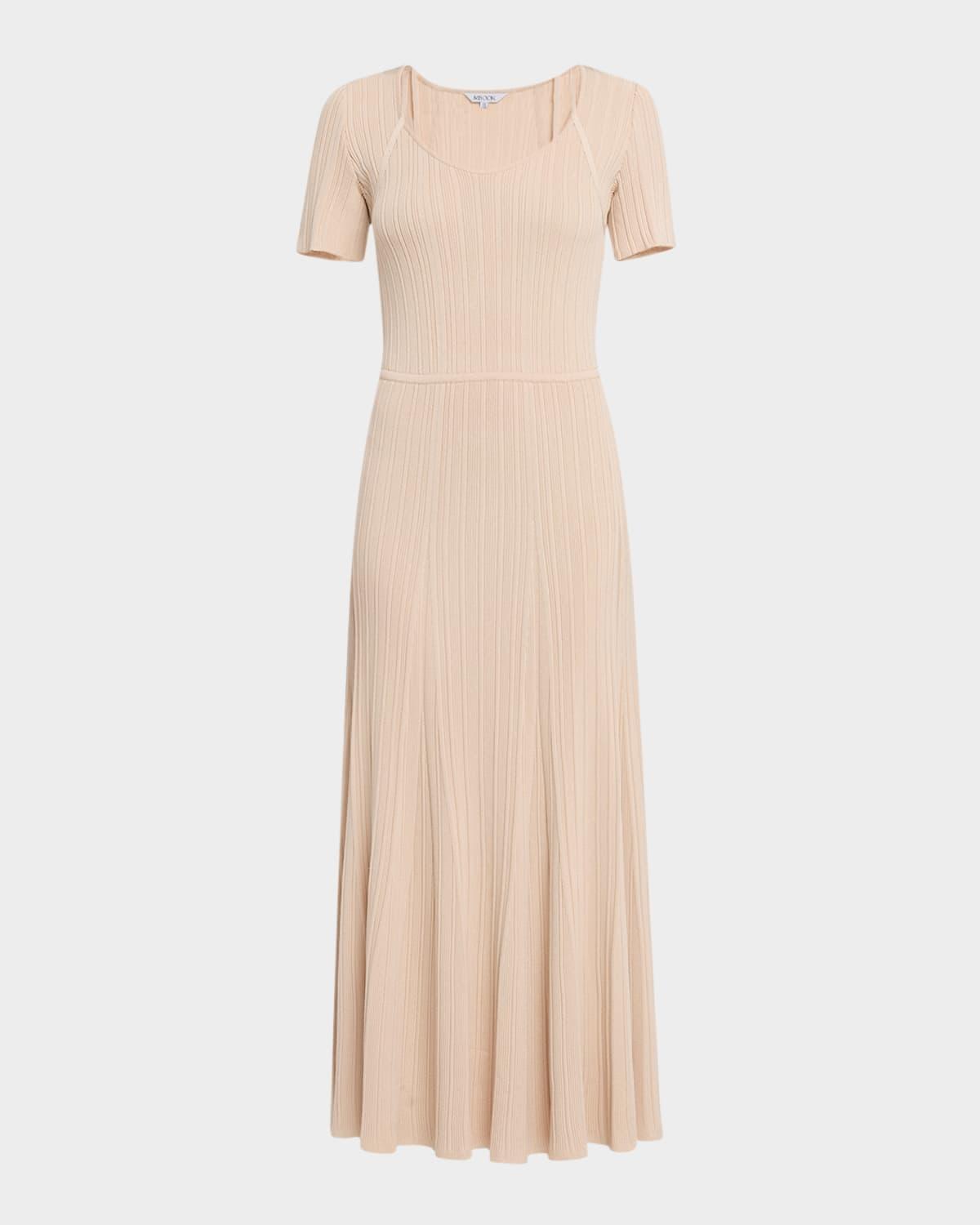 fit & flare ribbed knit maxi dress