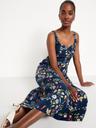 fit & flare sleeveless linen-blend midi dress