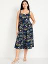 fit & flare sleeveless linen-blend midi dress