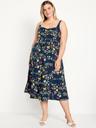 fit & flare sleeveless linen-blend midi dress