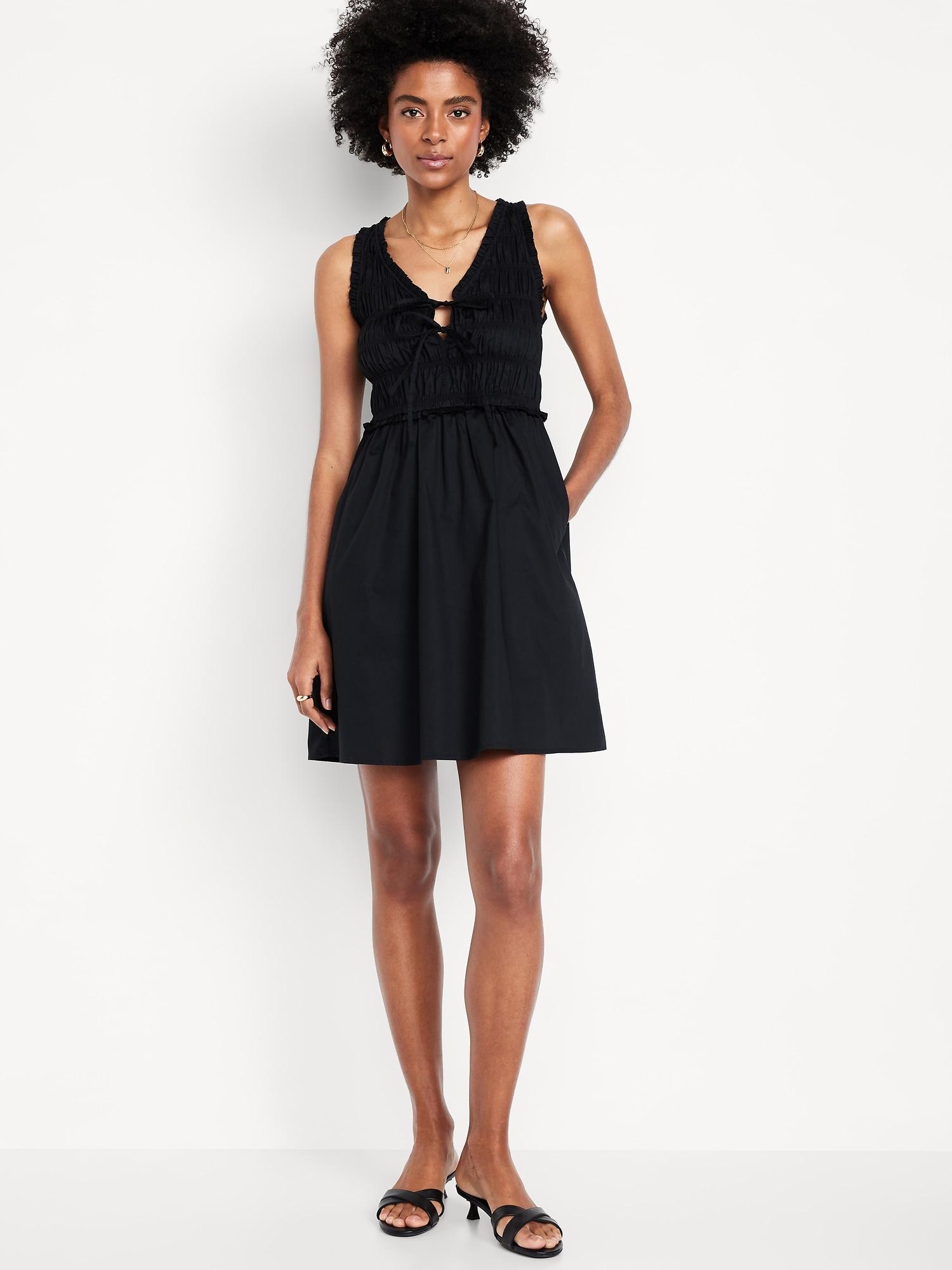 fit & flare smocked bodice mini dress