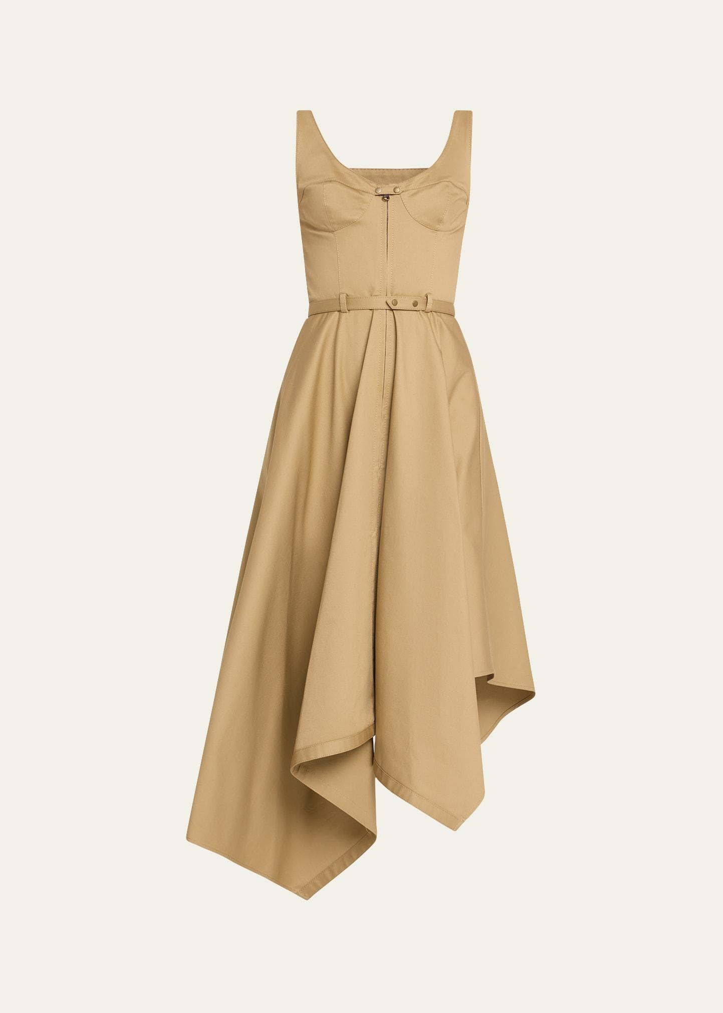 fit-and-flare asymmetric midi tank dress