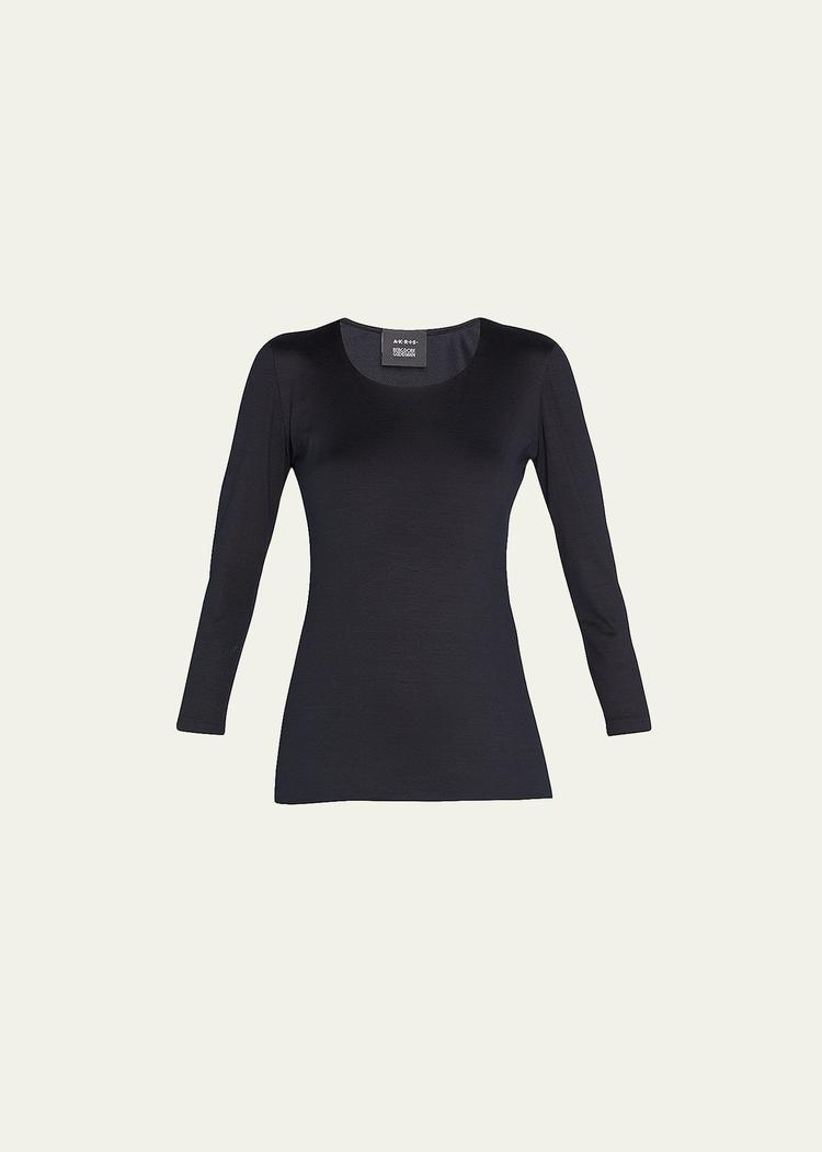 fitted 3/4-sleeve stretch-jersey top