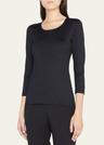 fitted 3/4-sleeve stretch-jersey top