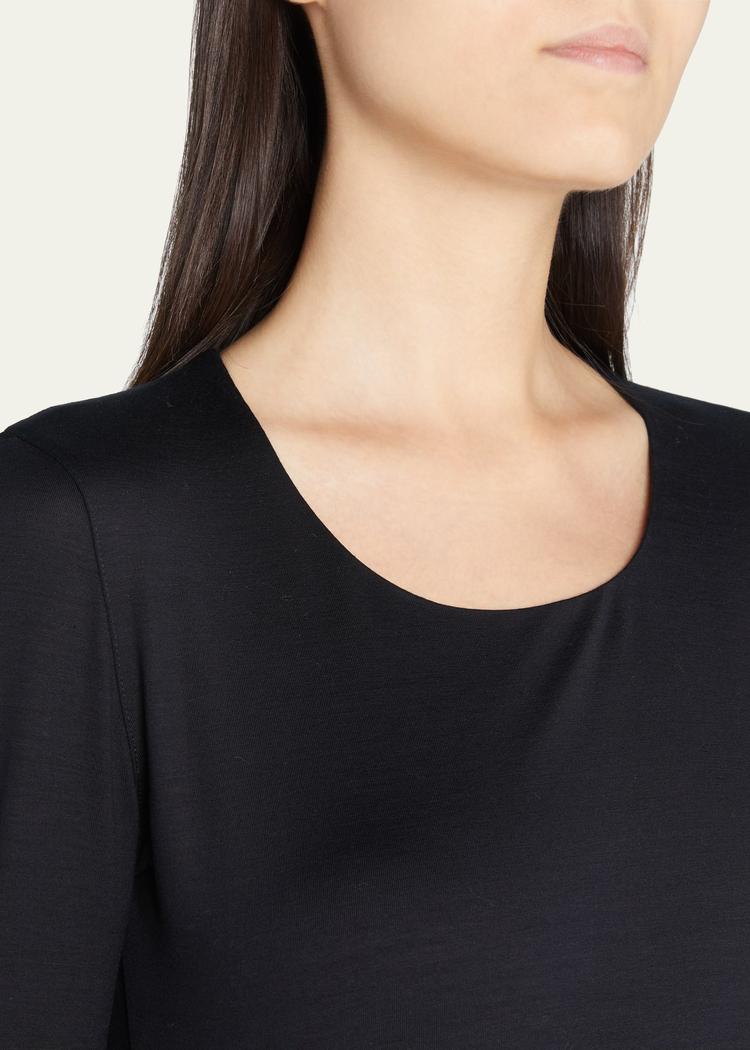fitted 3/4-sleeve stretch-jersey top