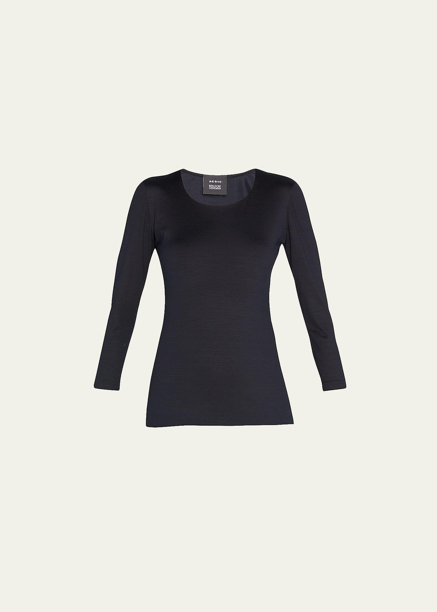 fitted 3/4-sleeve stretch-jersey top