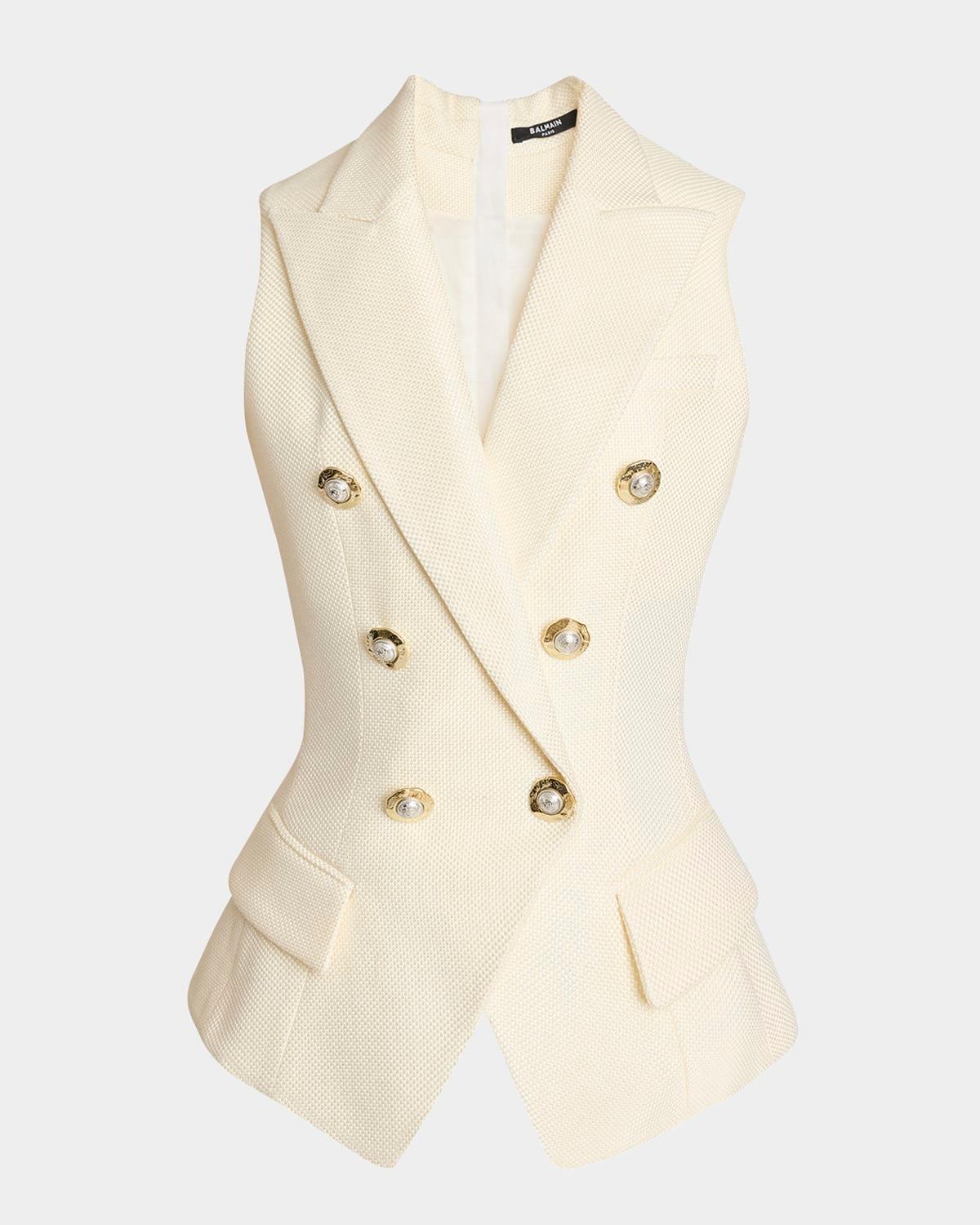 fitted 6-button tailored top