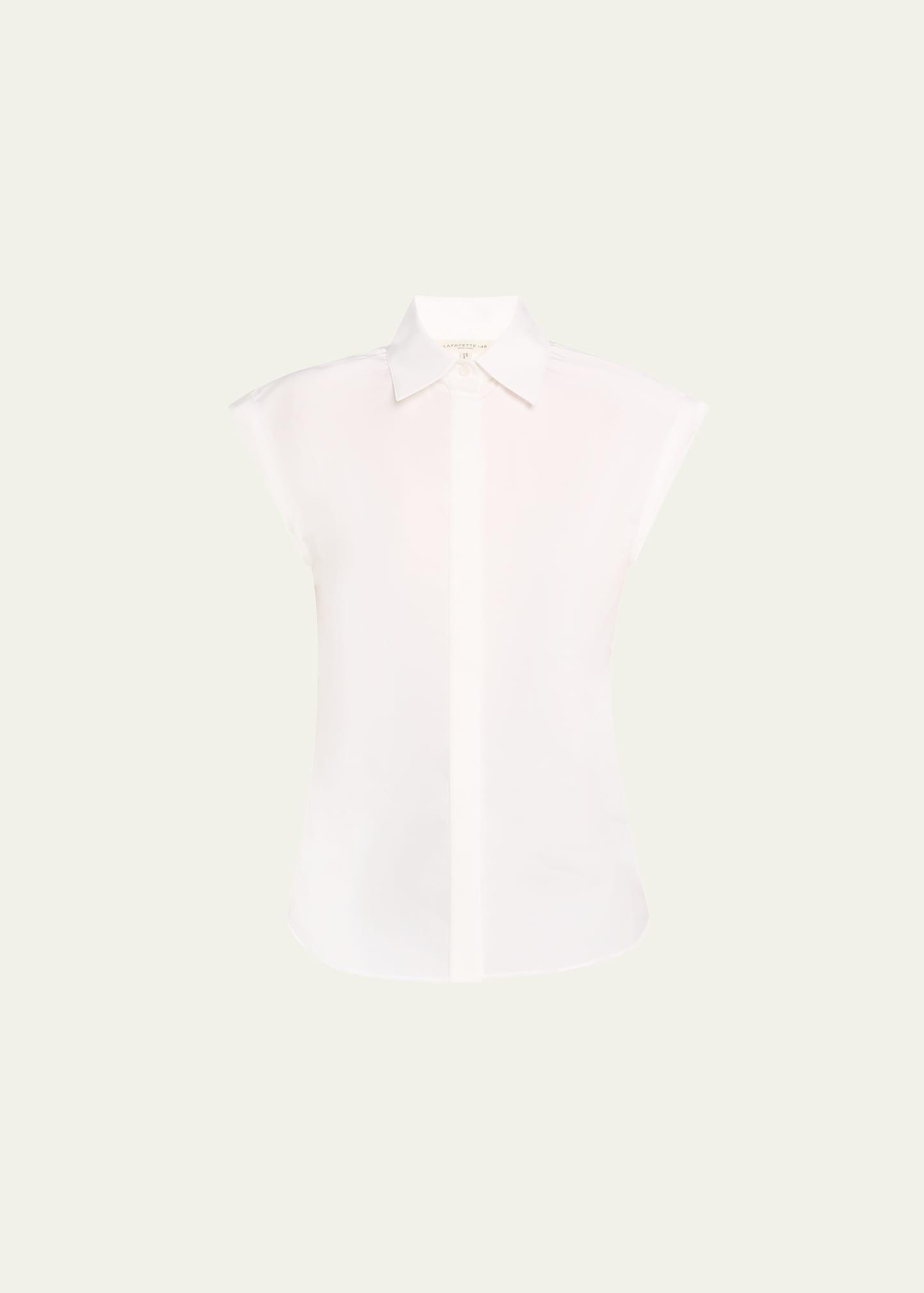 fitted cap-sleeve cotton shirt