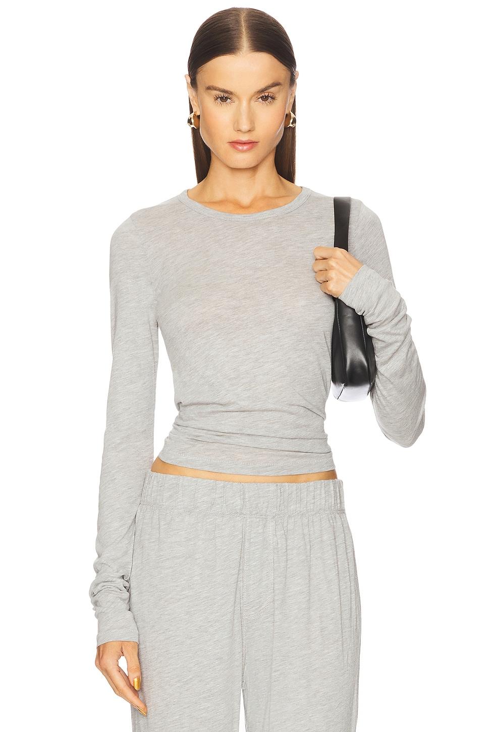 fitted crewneck long sleeve top