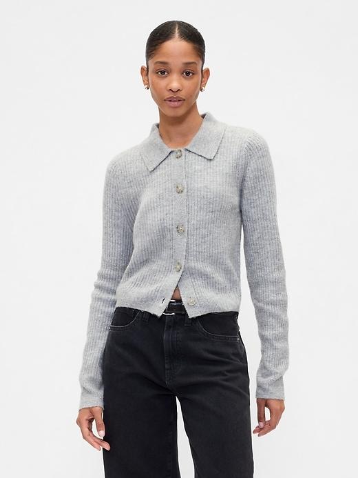 fitted cropped collared cardigan