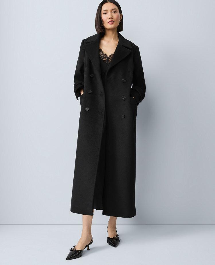 fitted double breasted long coat
