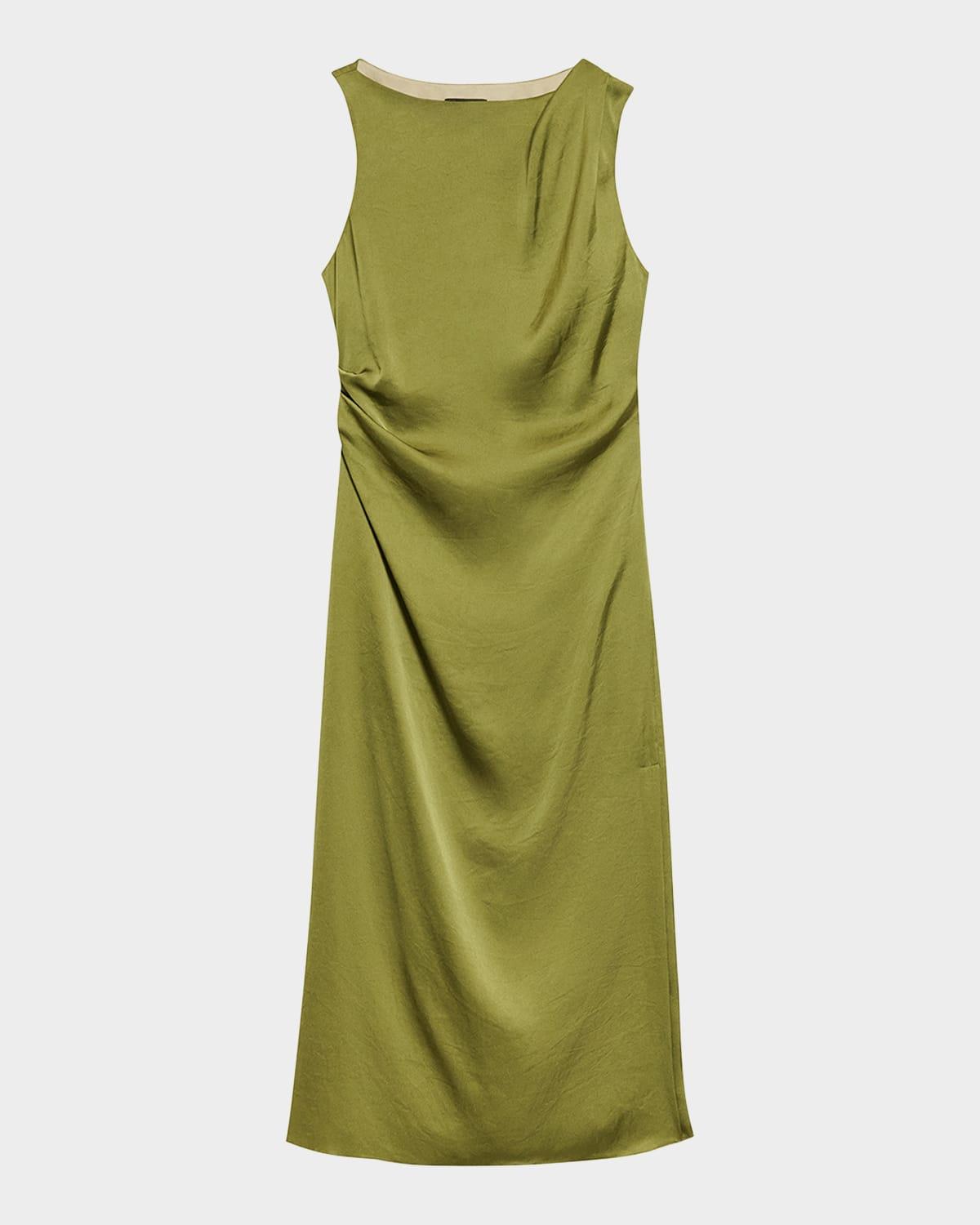 fitted drape midi dress