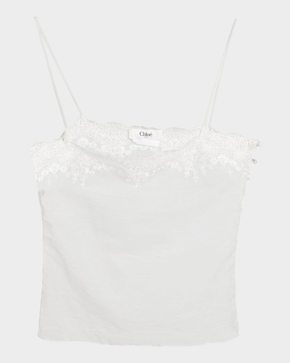 fitted lace embroidered tank top
