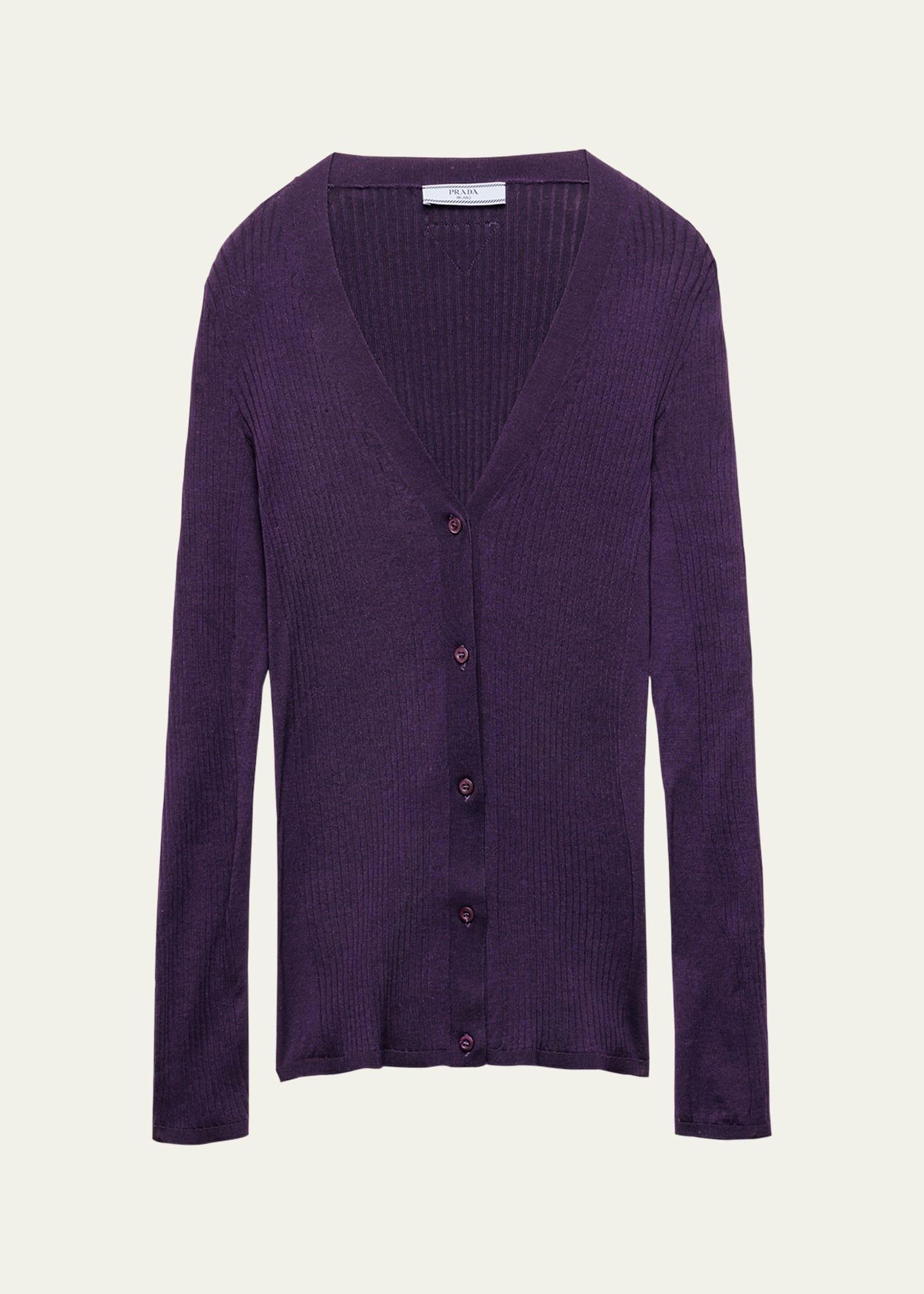 fitted long-sleeve ribbed cardigan