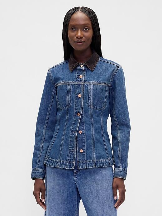fitted longline denim jacket