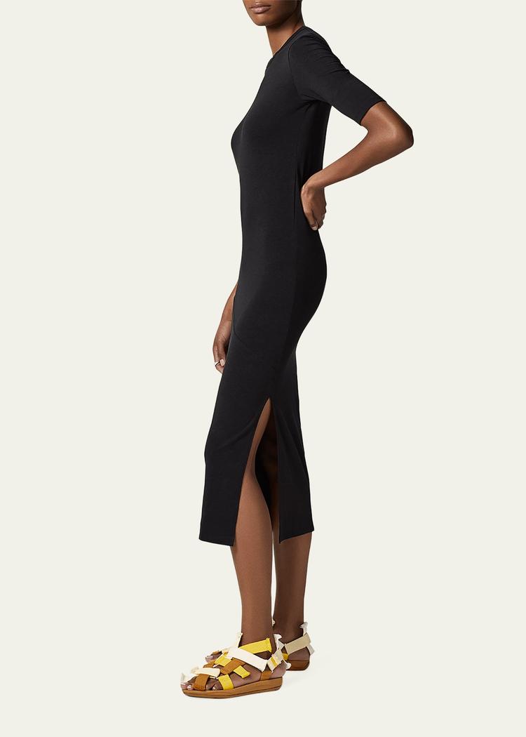 fitted midi dress w/ elbow sleeves
