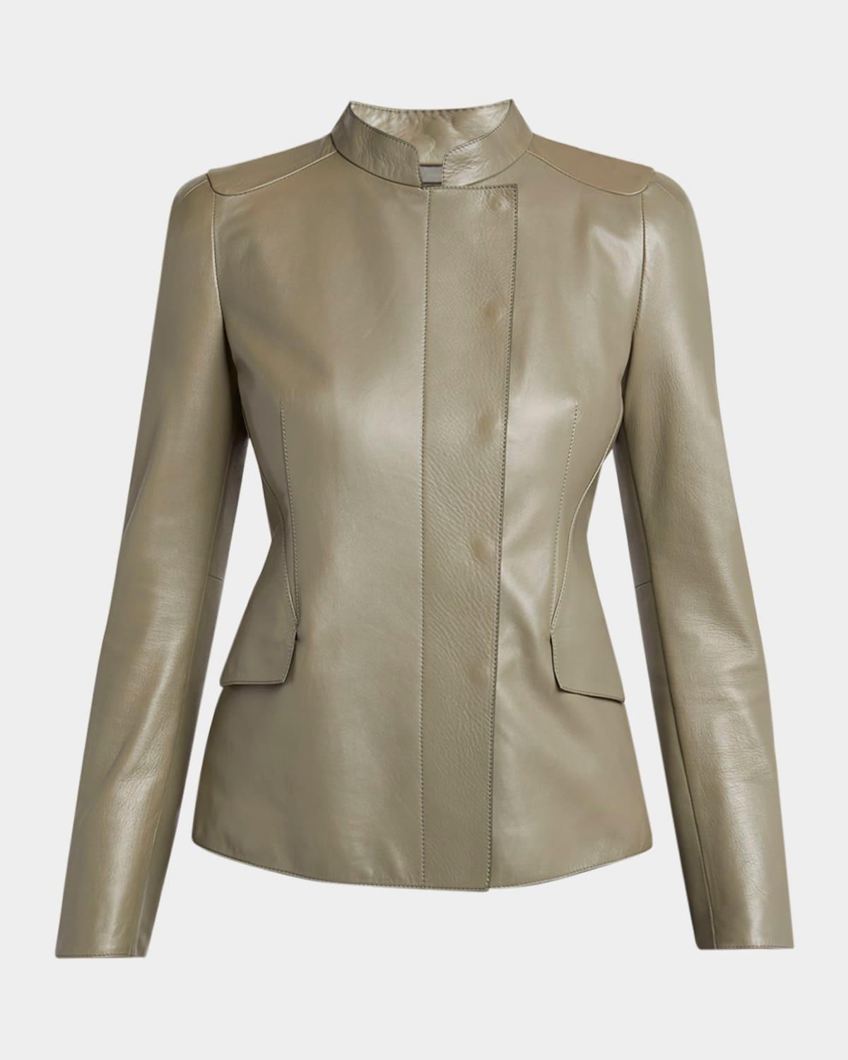 fitted nappa leather jacket