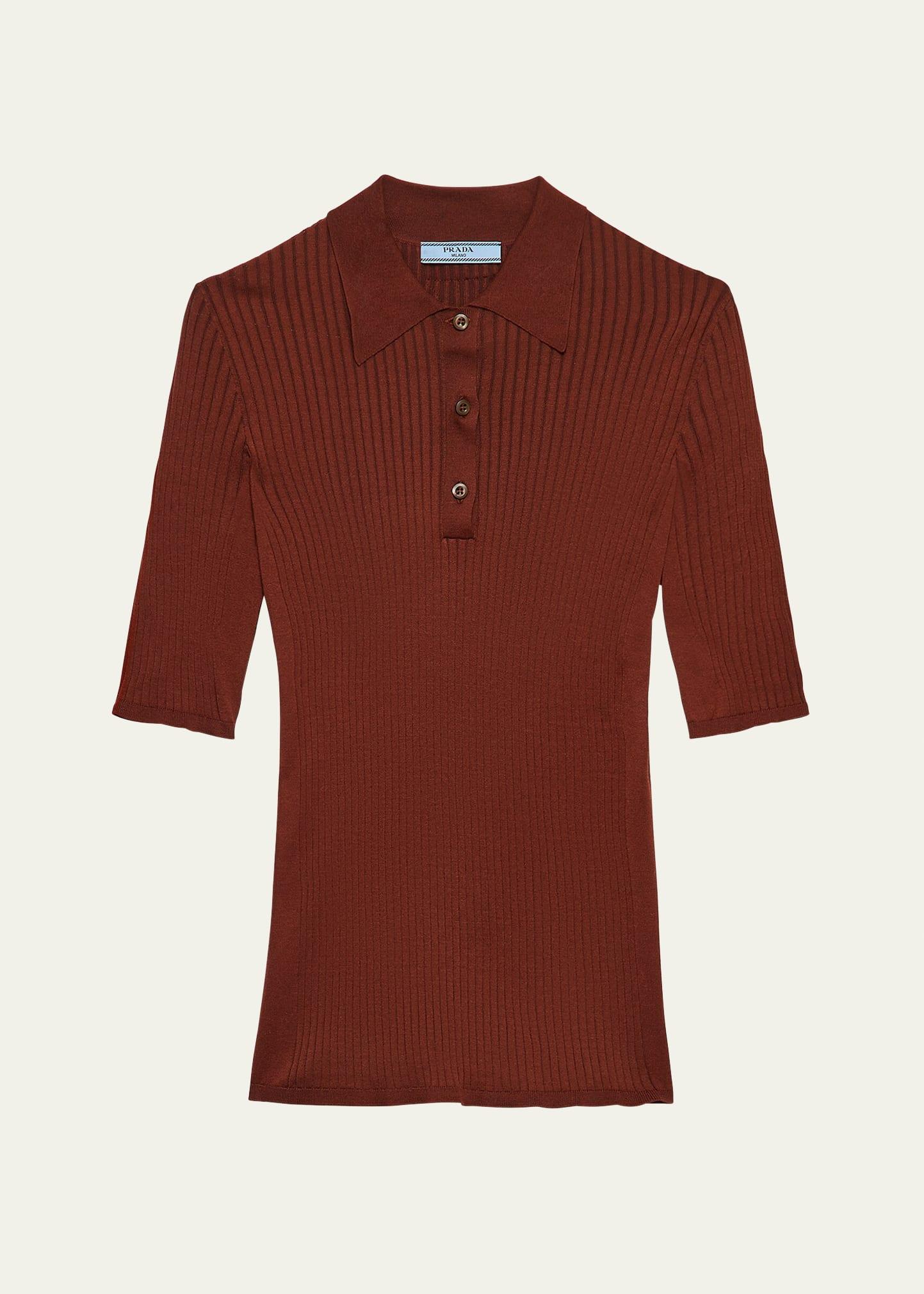 fitted rib knit polo