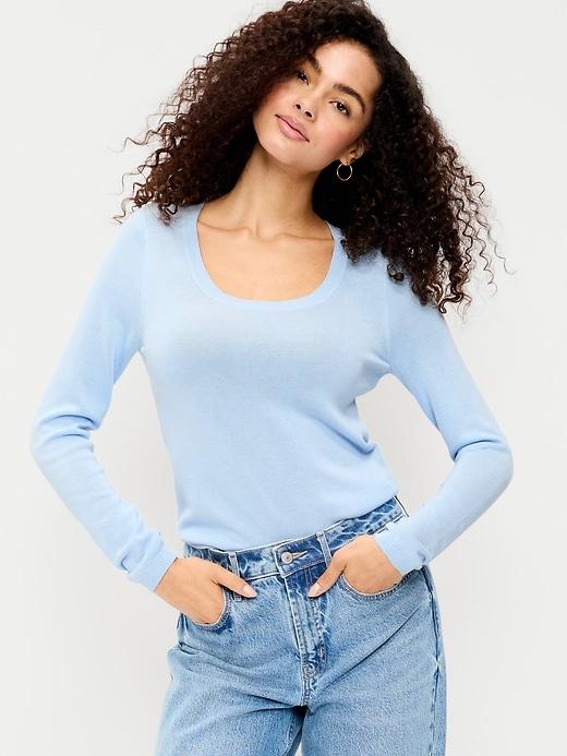 fitted scoop-neck cropped jersey sweater