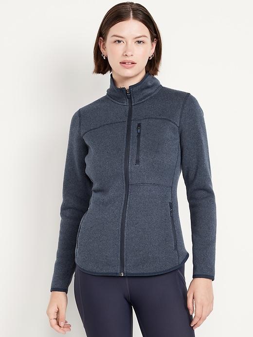 fitted sweater fleece zip jacket