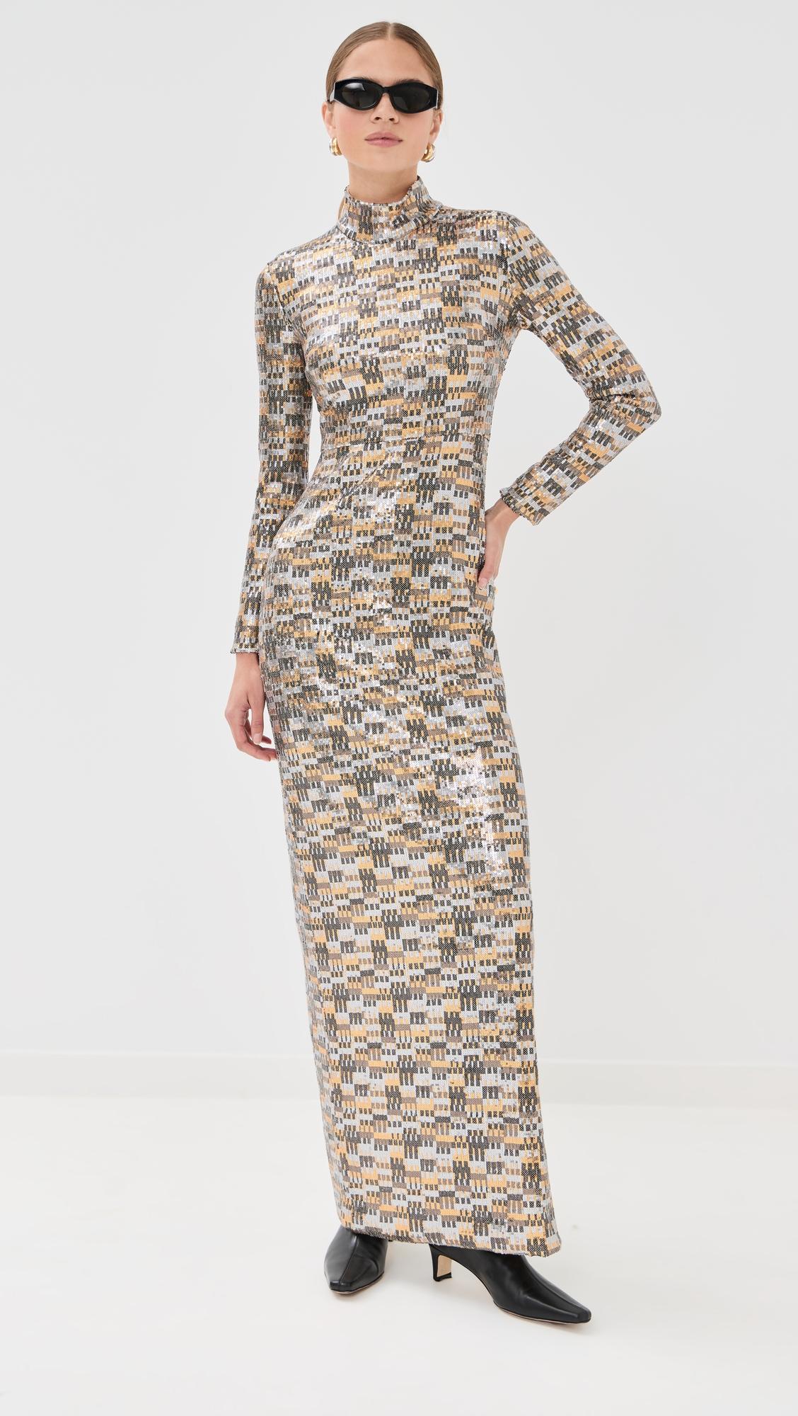 fitted turtleneck maxi dress
