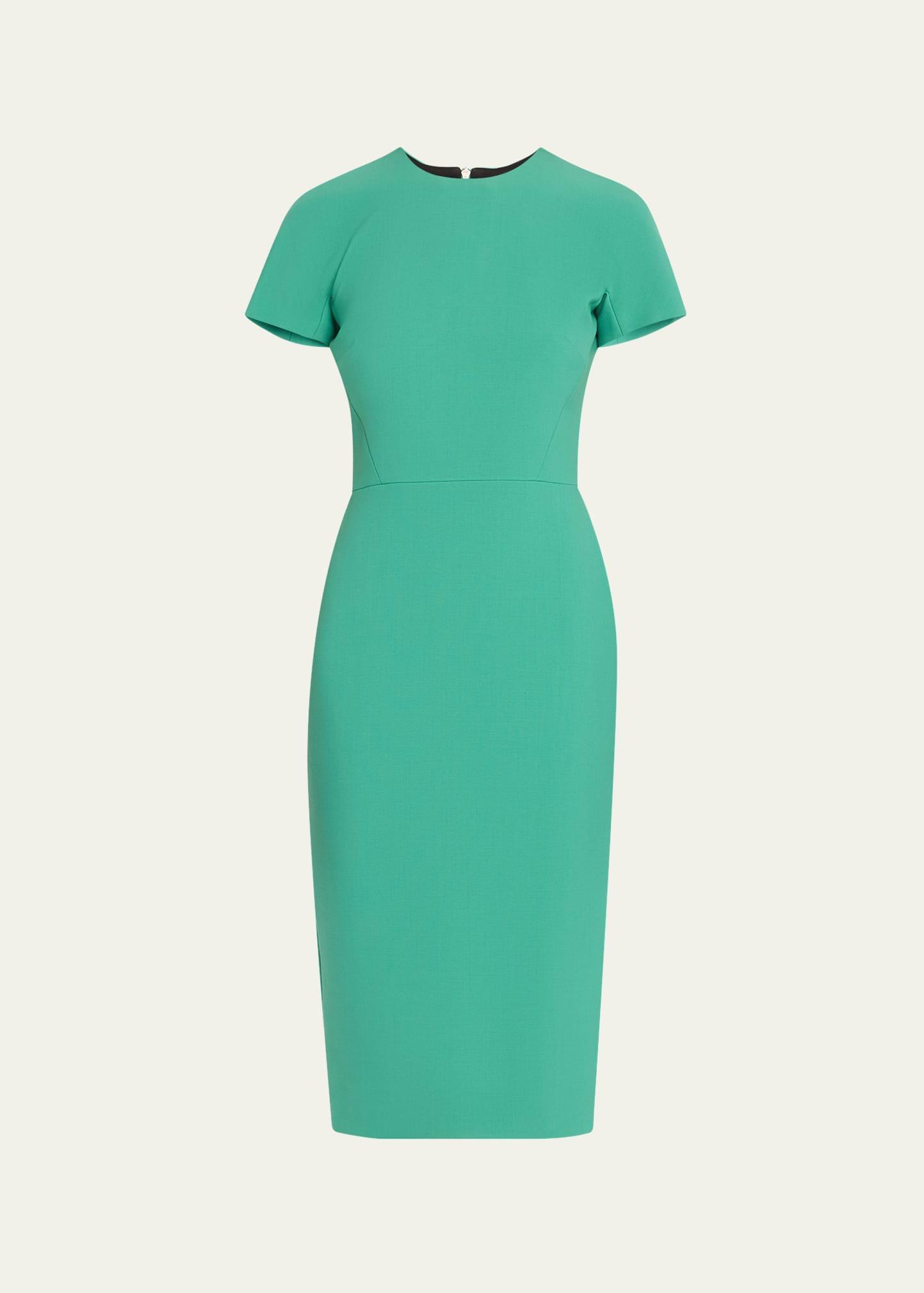 fitted wool midi dress