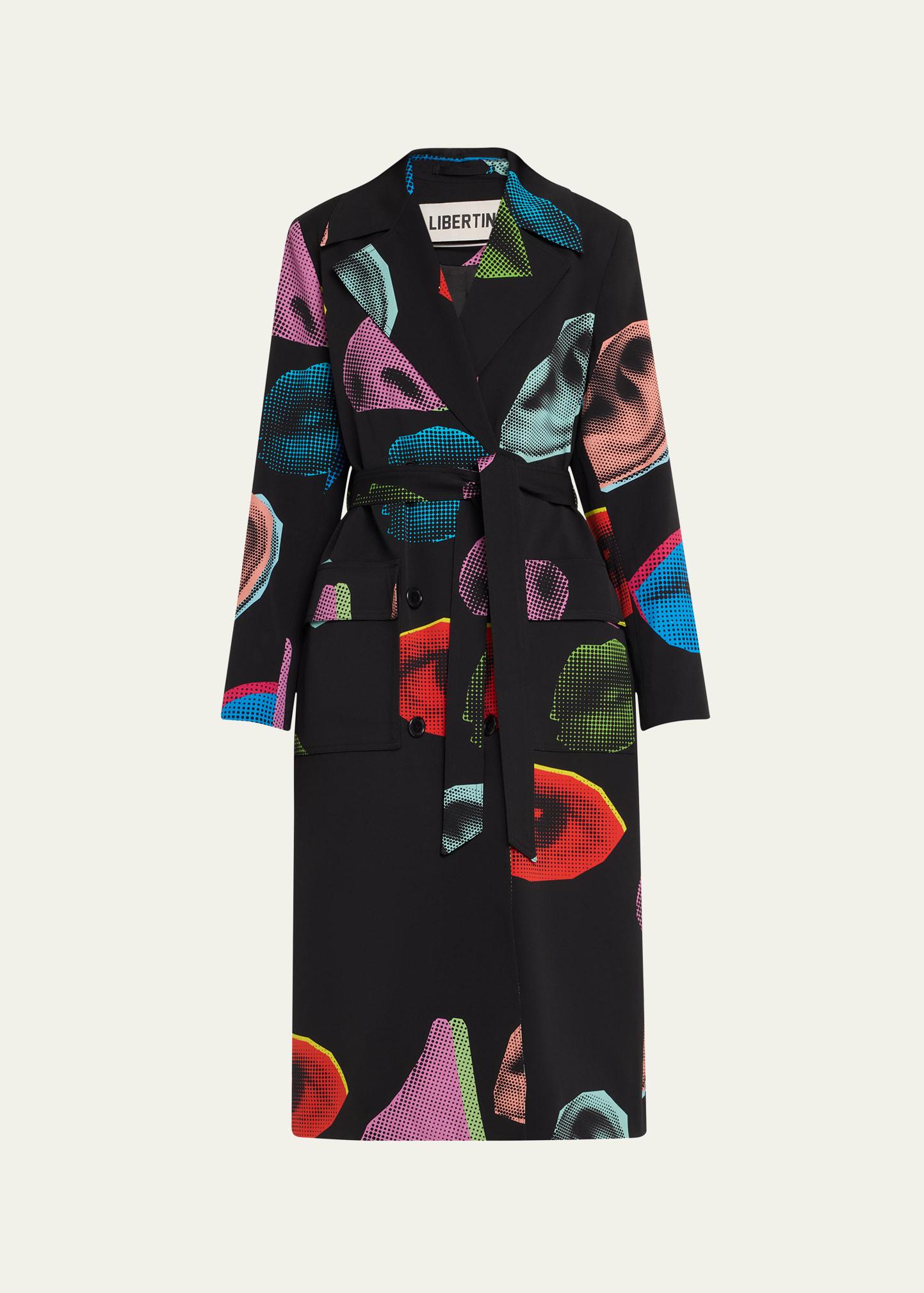 five senses belted long trench coat