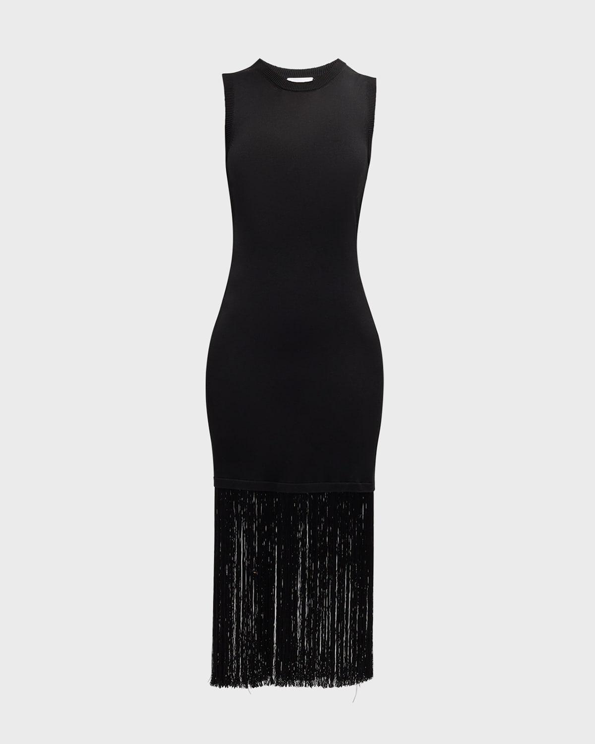 fiver knit fringe-hem midi dress